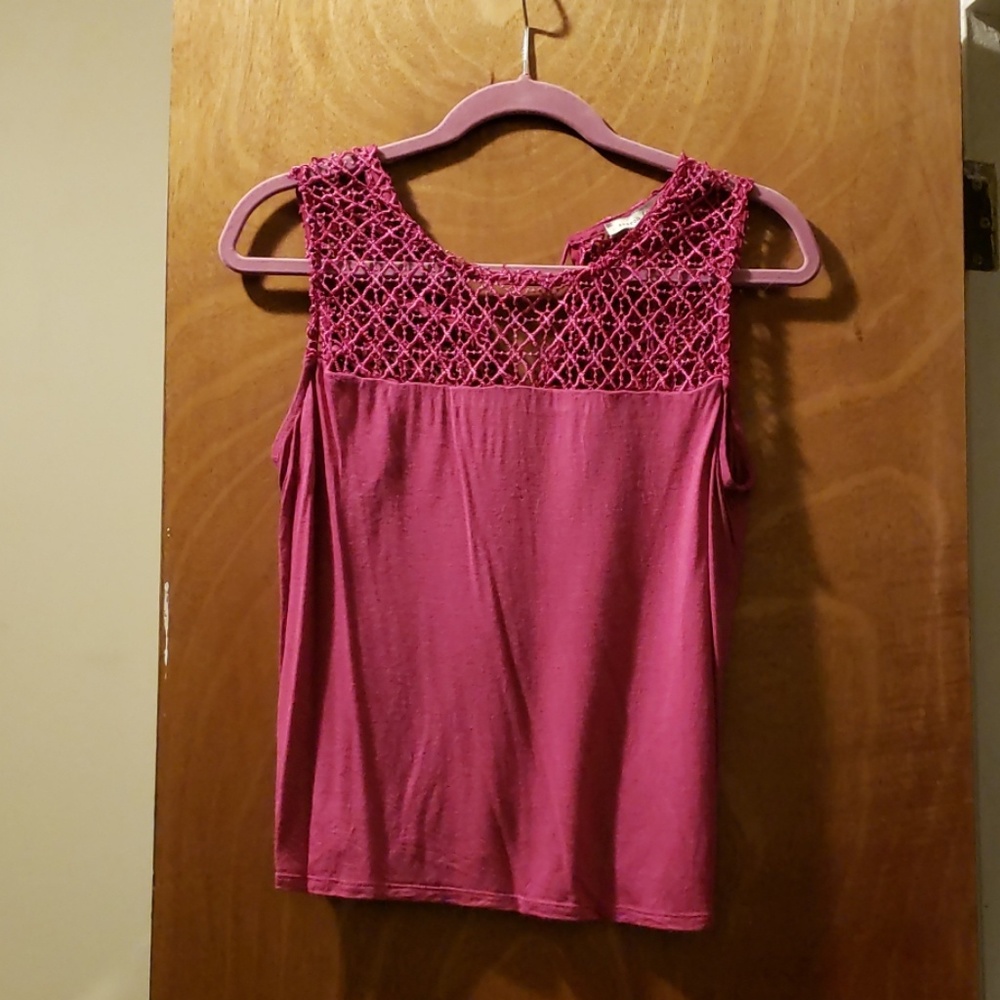 Pink Sleeveless Top with Mock Neck